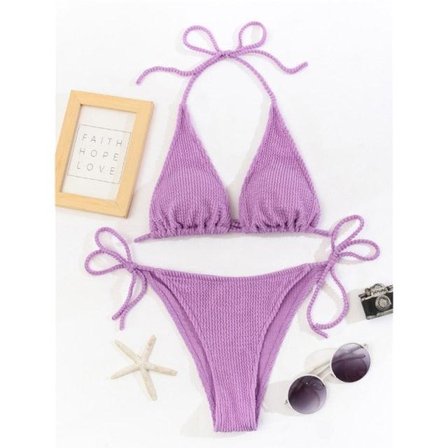 Women One-Shoulder Bikini Swimsuit Women Push Up Swimwear Women's Bathing Suit Comfortable Bikini Ribbed Two Piece Swimsuit Bikini Set Summer Bathing Suit Beach Wear Swimming Suit Stevvex