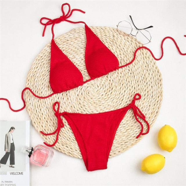 Women One-Shoulder Bikini Swimsuit Women Push Up Swimwear Women's Bathing Suit Comfortable Bikini Ribbed Two Piece Swimsuit Bikini Set Summer Bathing Suit Beach Wear Swimming Suit Stevvex