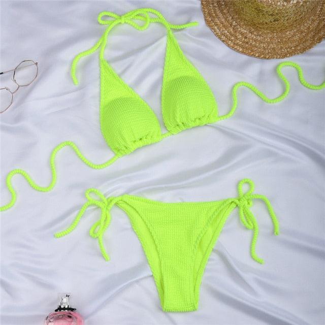 Women One-Shoulder Bikini Swimsuit Women Push Up Swimwear Women's Bathing Suit Comfortable Bikini Ribbed Two Piece Swimsuit Bikini Set Summer Bathing Suit Beach Wear Swimming Suit Stevvex