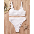 Women One-Shoulder Bikini Swimsuit Women Push Up Swimwear Women's Bathing Suit Comfortable Bikini Ribbed Two Piece Swimsuit Bikini Set Summer Bathing Suit Beach Wear Swimming Suit Stevvex