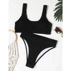 Women One-Shoulder Bikini Swimsuit Women Push Up Swimwear Women's Bathing Suit Comfortable Bikini Ribbed Two Piece Swimsuit Bikini Set Summer Bathing Suit Beach Wear Swimming Suit Stevvex
