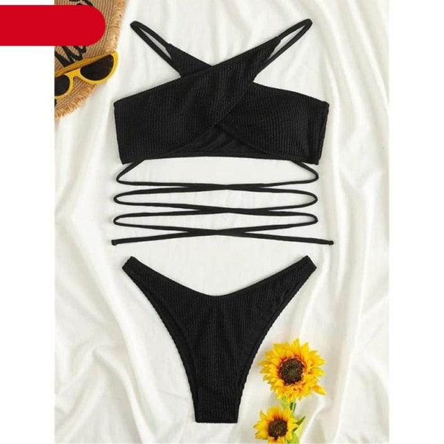 Women One-Shoulder Bikini Swimsuit Women Push Up Swimwear Women's Bathing Suit Comfortable Bikini Ribbed Two Piece Swimsuit Bikini Set Summer Bathing Suit Beach Wear Swimming Suit Stevvex
