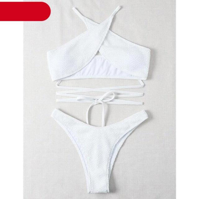 Women One-Shoulder Bikini Swimsuit Women Push Up Swimwear Women's Bathing Suit Comfortable Bikini Ribbed Two Piece Swimsuit Bikini Set Summer Bathing Suit Beach Wear Swimming Suit Stevvex