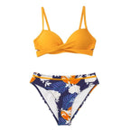 Push Up Floral Bikini Sets Women Two Pieces Swimsuits Women's Bathing Suits Push Up Halter Bandage Bikini Floral Printing Swim Bottoms Two Piece Swimsuits New Girl Beach Bathing Suits Swimwear Stevvex