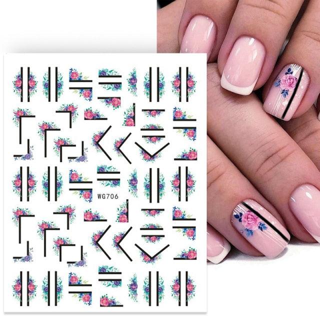 3D Nails Sticker Spring Cartoon Animals Flowers Leaves Self Adhesive Decals Sliders Nail Art Accessories Decoration Decal Self-Adhesive 3D Wave Design Decoration for Women Girls Tape Nail Art Stickers Decal Decoration Stevvex