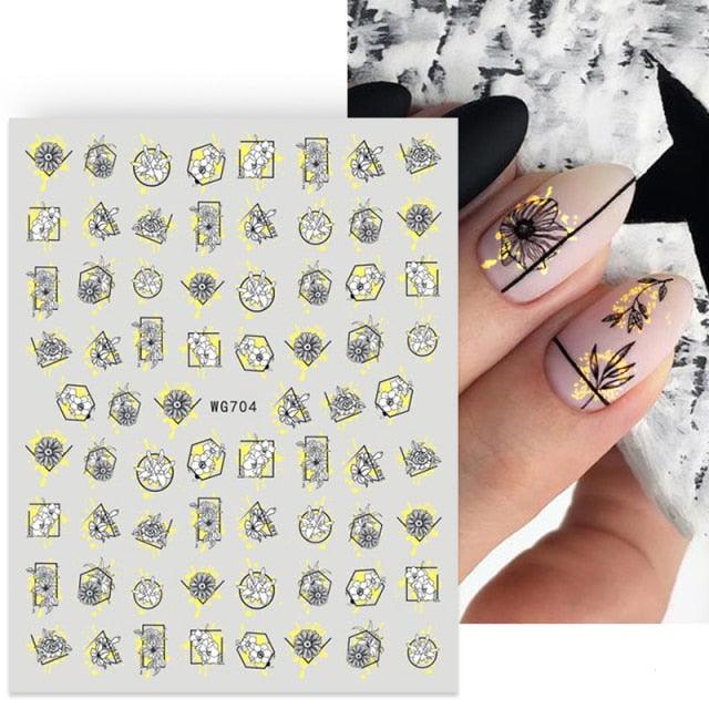 3D Nails Sticker Spring Cartoon Animals Flowers Leaves Self Adhesive Decals Sliders Nail Art Accessories Decoration Decal Self-Adhesive 3D Wave Design Decoration for Women Girls Tape Nail Art Stickers Decal Decoration Stevvex