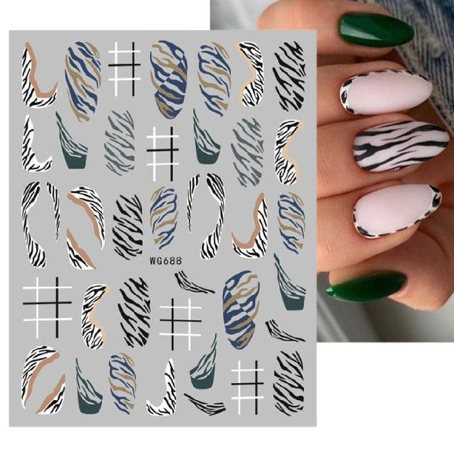 3D Nails Sticker Spring Cartoon Animals Flowers Leaves Self Adhesive Decals Sliders Nail Art Accessories Decoration Decal Self-Adhesive 3D Wave Design Decoration for Women Girls Tape Nail Art Stickers Decal Decoration Stevvex