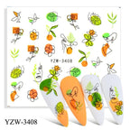 Autumn Simple Green Pink Pattern Water Nail Decal Sticker Flower Leaf Tree Winter Slider For Nail Art Manicuring Decoration Decals for Nail Art Decoration Including Hearts Stars Letters Bowknot Leaves Flowers Plants Fruits Butterflies