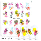 Autumn Simple Green Pink Pattern Water Nail Decal Sticker Flower Leaf Tree Winter Slider For Nail Art Manicuring Decoration Decals for Nail Art Decoration Including Hearts Stars Letters Bowknot Leaves Flowers Plants Fruits Butterflies