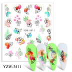 Autumn Simple Green Pink Pattern Water Nail Decal Sticker Flower Leaf Tree Winter Slider For Nail Art Manicuring Decoration Decals for Nail Art Decoration Including Hearts Stars Letters Bowknot Leaves Flowers Plants Fruits Butterflies
