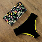 Bikini Swimwear Swimsuit Women Floral Print High Waist Bikini Set Back Cross Bathing Suit Female Beach Wear Women's Bikini Swimsuits Strapless Two Pieces Bathing Suits Stevvex