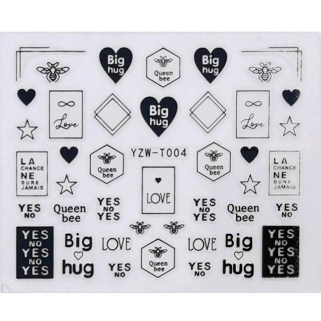 Nail Stickers for Manicure Nail Sticker Sliders For Nails Decal Self-adhesive Nails Figures Transfer Black Accessories Sliders Manicure Decoration 3D Nail Supplies Holographic Decals Transfer Sliders Nail Design Manicures Nail Self-Adhesive Sticker Stevvex