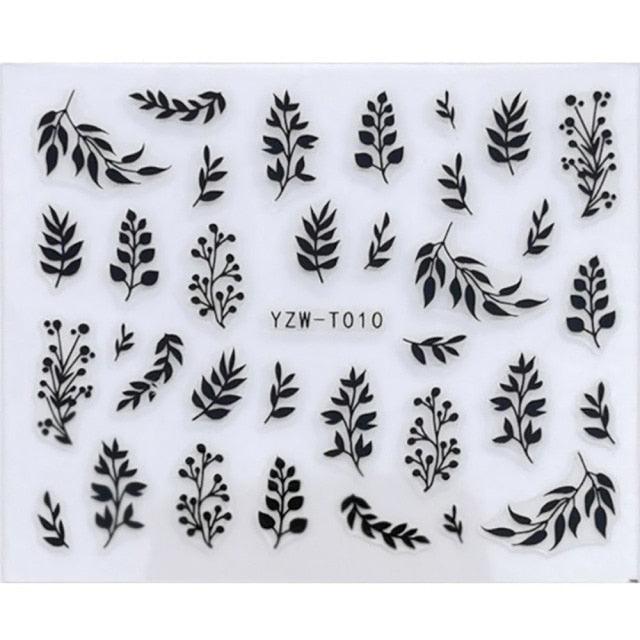 Nail Stickers for Manicure Nail Sticker Sliders For Nails Decal Self-adhesive Nails Figures Transfer Black Accessories Sliders Manicure Decoration 3D Nail Supplies Holographic Decals Transfer Sliders Nail Design Manicures Nail Self-Adhesive Sticker Stevvex