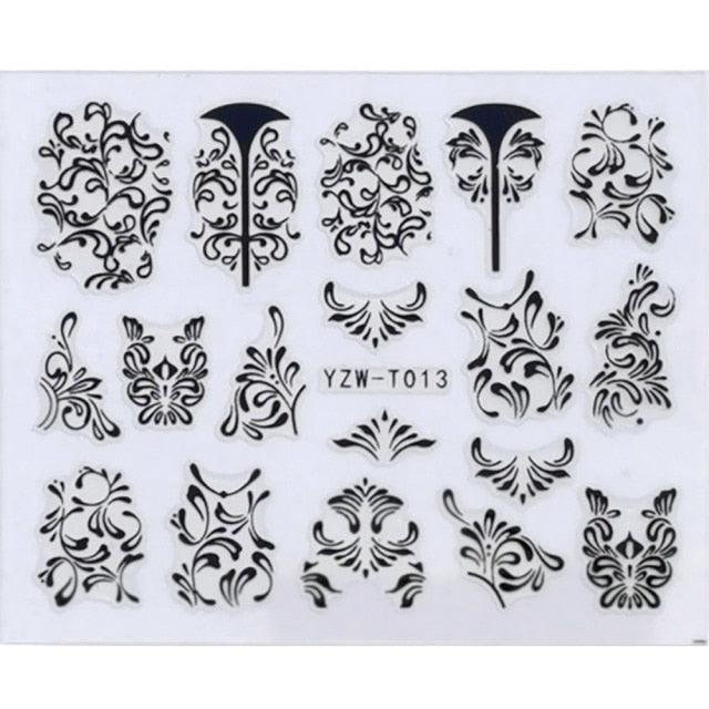 Nail Stickers for Manicure Nail Sticker Sliders For Nails Decal Self-adhesive Nails Figures Transfer Black Accessories Sliders Manicure Decoration 3D Nail Supplies Holographic Decals Transfer Sliders Nail Design Manicures Nail Self-Adhesive Sticker Stevvex
