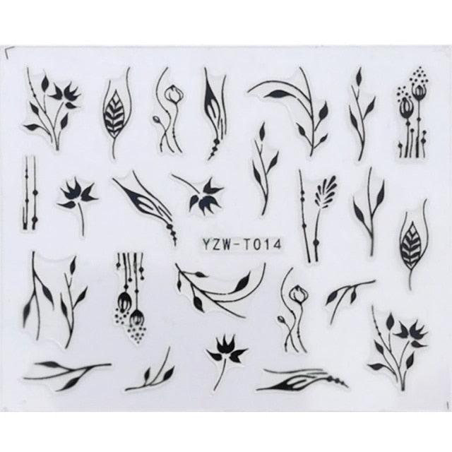 Nail Stickers for Manicure Nail Sticker Sliders For Nails Decal Self-adhesive Nails Figures Transfer Black Accessories Sliders Manicure Decoration 3D Nail Supplies Holographic Decals Transfer Sliders Nail Design Manicures Nail Self-Adhesive Sticker Stevvex