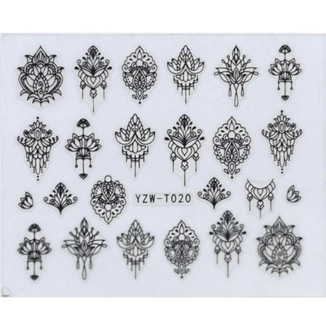 Nail Stickers for Manicure Nail Sticker Sliders For Nails Decal Self-adhesive Nails Figures Transfer Black Accessories Sliders Manicure Decoration 3D Nail Supplies Holographic Decals Transfer Sliders Nail Design Manicures Nail Self-Adhesive Sticker Stevvex