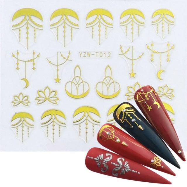 Nail Stickers for Manicure Nail Sticker Sliders For Nails Decal Self-adhesive Nails Figures Transfer Black Accessories Sliders Manicure Decoration 3D Nail Supplies Holographic Decals Transfer Sliders Nail Design Manicures Nail Self-Adhesive Sticker Stevvex