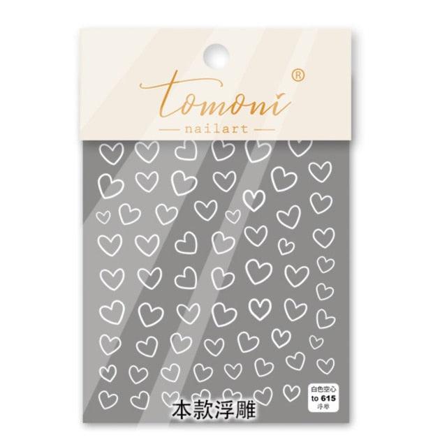 Bubble Cute Black Red Hearts Nail Stickers Nail Art Decorations Nail Decals Design Self-Adhesive 3D Wave Design Decoration for Women Girls Adhesive Striping Tape Nail Art Stickers Stevvex