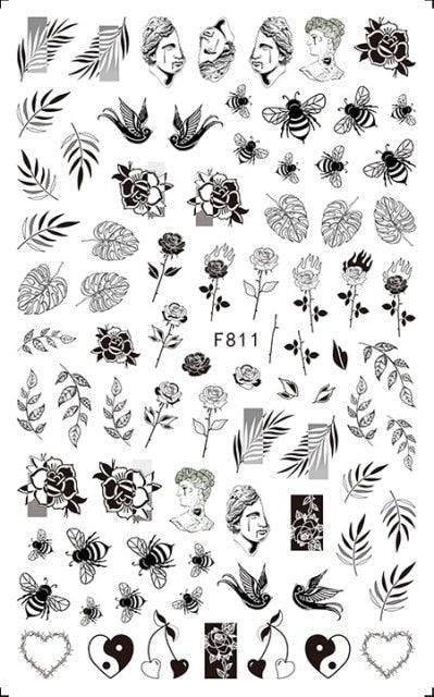 Leaf With Lines Nails Sticker Designer Fruit Nail Art 3D Decals Acrylic Designs Self Adhesive Manicure Slider Stickers Glitter Decals Love Nail Sequins Laser Heart Nail Supplies Sparkle Nail Accessories Star Accessories Heart Nail Art Stevvex