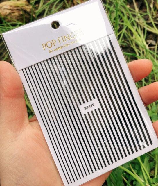 Stripe Line Nail Sticker Decal Thin Lining Line Art Self-Adhesive Peel Off Silver /Gold /White /Black Gold Stickers Accessories Strip Line Nail Decal Self-Adhesive 3D Wave Decal Decoration Metallic Curve Design Decoration for Women Girls Stevvex