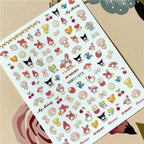 Cute rabbit Cute cat  Japanese Justice Girl 3D Back Glue Nail Sticker Nail Decoration Nail Art Nail Ornament Self Adhesive Nail Decals for Nail Art Decoration Including Hearts Stars Letters Bowknot Leaves Flowers Plants Fruits Butterflies for Woman Stevvex