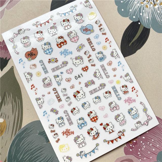 Cute rabbit Cute cat  Japanese Justice Girl 3D Back Glue Nail Sticker Nail Decoration Nail Art Nail Ornament Self Adhesive Nail Decals for Nail Art Decoration Including Hearts Stars Letters Bowknot Leaves Flowers Plants Fruits Butterflies for Woman Stevvex