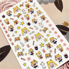 Cute rabbit Cute cat  Japanese Justice Girl 3D Back Glue Nail Sticker Nail Decoration Nail Art Nail Ornament Self Adhesive Nail Decals for Nail Art Decoration Including Hearts Stars Letters Bowknot Leaves Flowers Plants Fruits Butterflies for Woman Stevvex