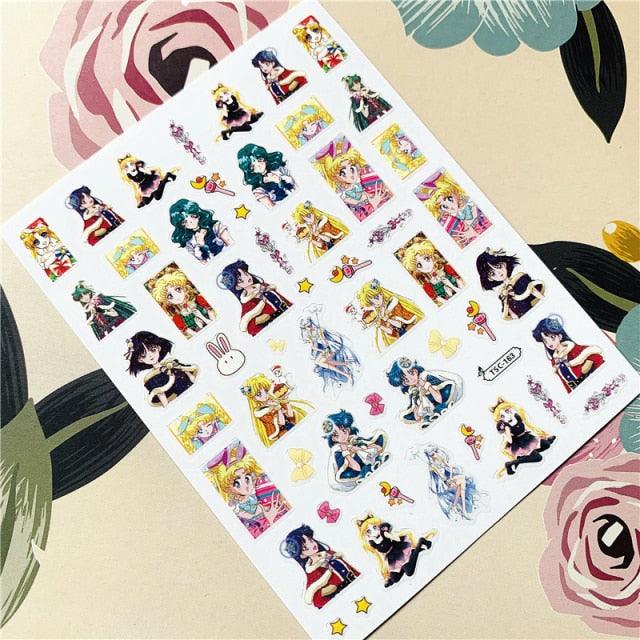 Cute rabbit Cute cat  Japanese Justice Girl 3D Back Glue Nail Sticker Nail Decoration Nail Art Nail Ornament Self Adhesive Nail Decals for Nail Art Decoration Including Hearts Stars Letters Bowknot Leaves Flowers Plants Fruits Butterflies for Woman Stevvex