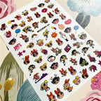 Cute rabbit Cute cat  Japanese Justice Girl 3D Back Glue Nail Sticker Nail Decoration Nail Art Nail Ornament Self Adhesive Nail Decals for Nail Art Decoration Including Hearts Stars Letters Bowknot Leaves Flowers Plants Fruits Butterflies for Woman Stevvex