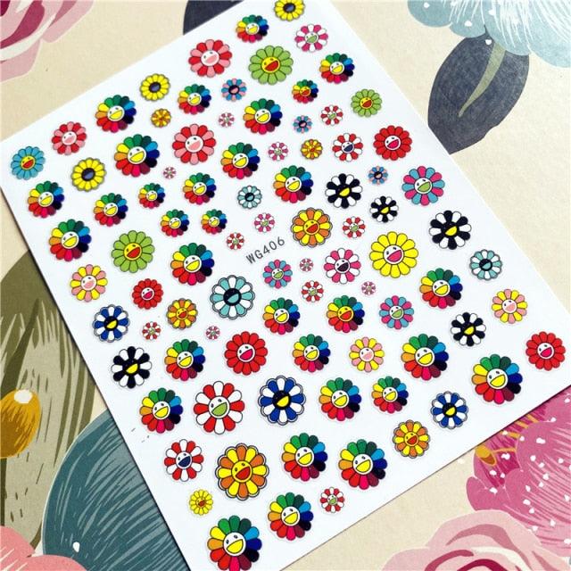 Cute rabbit Cute cat  Japanese Justice Girl 3D Back Glue Nail Sticker Nail Decoration Nail Art Nail Ornament Self Adhesive Nail Decals for Nail Art Decoration Including Hearts Stars Letters Bowknot Leaves Flowers Plants Fruits Butterflies for Woman Stevvex