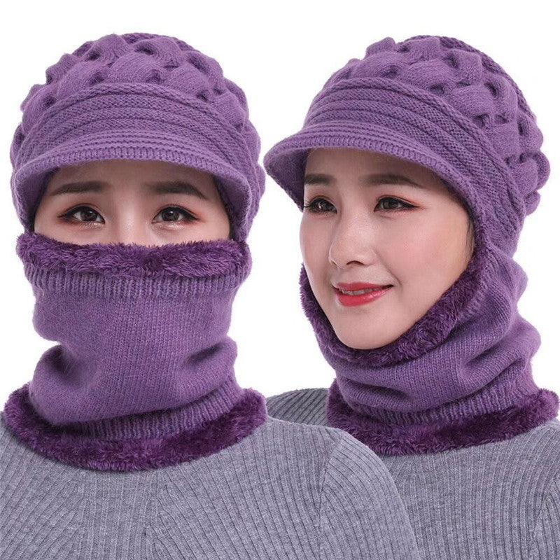 New Winter Balaclava Beanies Mother Hat Women Warm Thick Skellies Riding Outdoor Hats Gorgas Stripes Beanie Cap Mask Scarf Hat Set Outdoor Sport Warm Beanies Hat For Men Knitted Hats Bandana Hiking Camping Kid Neck Warmer Cap Stevvex