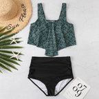 Women High Waist Bikini Plus Size Swimwear Summer Swimsuit Beach Bathing Suit Ruffle Bikini  Floral Printed Ruffle High Waist Bikini Set Women's Tummy Control Bathing Suit Swimsuit Flounce Peplum Stevvex