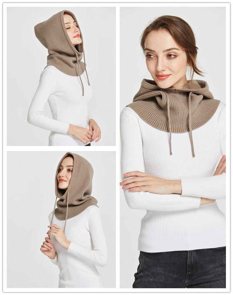 Unisex Knit Scarf Hood Hat Winter Women Cashmere Beanie Bonnet Lady Wool Neck Protect Balaclava Skellies Men Hooded Fashion Balaclava Shawl Women Winter Hat Soft Knitted Hooded Neck Collar Cap Beanie Hat Warm Scarf Unisex Bonnet Hooded Sc Stevvex