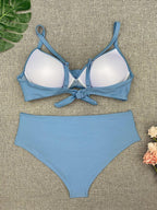 Bikini Swimwear Women High Waist Swimsuit Solid Color Bikini Set Women's Push Up Underwire Top Bottom Bikini Bathing Swimsuits Beach Wear Padded Push Up Bikini Set Female Stevvex