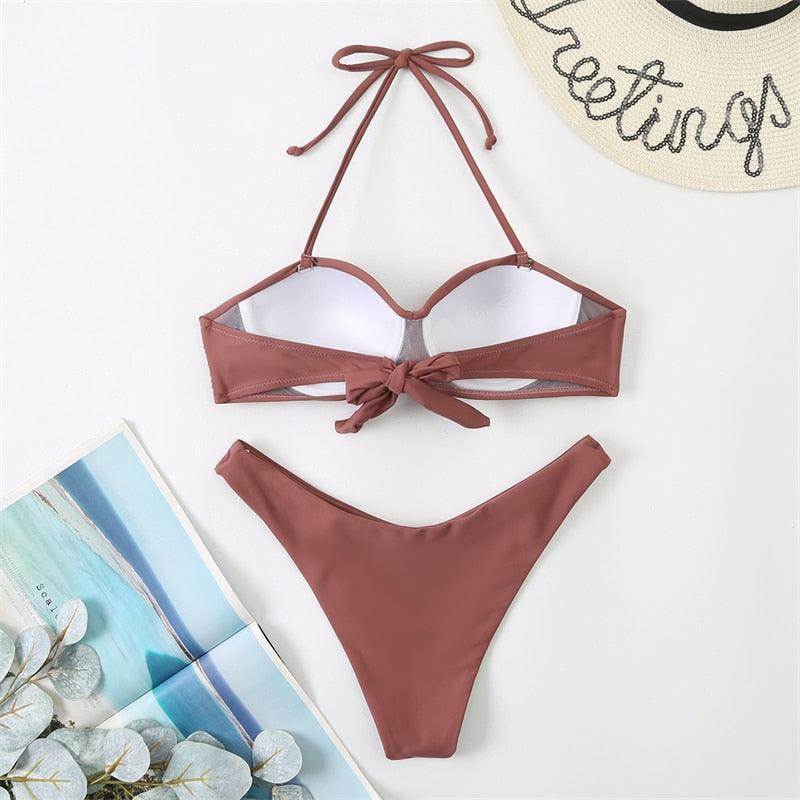 Bikini Push Up Swimwear  Bikini Set Pink Swimwear Women Micro Swimsuit Female Bandage Bikini Beach Wear Swimming Two-Piece Swimsuit Summer Swimsuit for Women Stevvex
