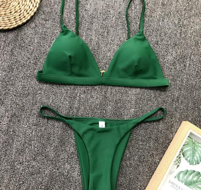 Micro Mini Bikini Swimwear Women Halter Push Up Bikini Set Padded Bra  Women's Underwired Triangle Bathing Two Pieces Swimsuit Bikini Set  Swimsuit Bandage Swim Suit Stevvex