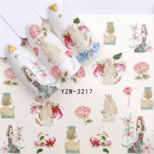 Flower Animal Designs Water Transfer Sticker Nail Art Decals Fashion Wraps Tips Manicure Tools Nail Watermark Decals iridescent Decoration Nail Self-Adhesive Decals Nail Stickers Water Transfer Fresh Nail Decals for Nail Art Stevvex