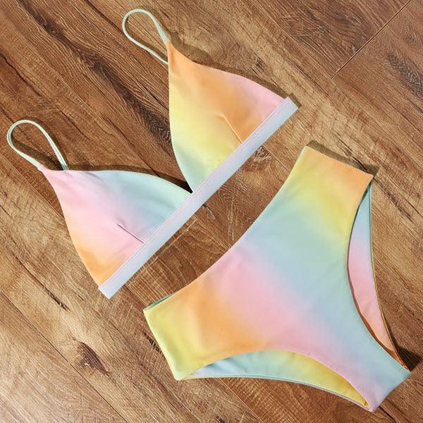 Bikini Swimwear Swimsuit Women Solid Bathing Suit Bikini Set With Pad Female High Waist Beachwear Women Bikini Swimsuits 2 Piece Deep V Neck Swimwear Adjustable Strap Back Bathing Suits Stevvex