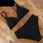 Bikini Swimwear Swimsuit Women Solid Bathing Suit Bikini Set With Pad Female High Waist Beachwear Women Bikini Swimsuits 2 Piece Deep V Neck Swimwear Adjustable Strap Back Bathing Suits Stevvex