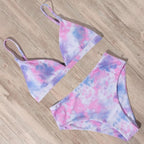 Bikini Swimwear Swimsuit Women Solid Bathing Suit Bikini Set With Pad Female High Waist Beachwear Women Bikini Swimsuits 2 Piece Deep V Neck Swimwear Adjustable Strap Back Bathing Suits Stevvex