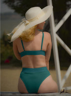 High Waist Bikinis Ribbed Swimwear Women Push Up Swimsuits Women's Scoop Neck Swimsuits High Waist Bikini Sets 2 Piece Bathing Suit Solid Strap Bathing Suit Female Set Stevvex