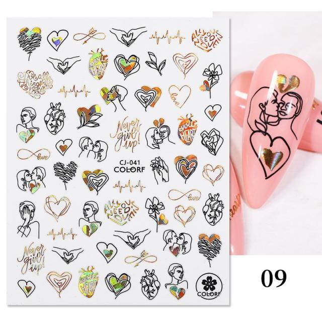 Gold Christmas Snowflake 3D Nail Stickers Sparkly Iridescent Silver Xmas Tree Elk Deer Transfer Sliders Winter Nails Accessories Design Decor Tip Transfer Nail Decals Sticker For Pretty Girl Self-Adhesive Nail Decals Designer Nail Stickers Stevvex