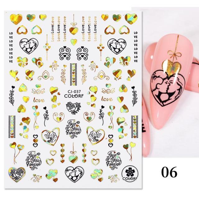 Gold Christmas Snowflake 3D Nail Stickers Sparkly Iridescent Silver Xmas Tree Elk Deer Transfer Sliders Winter Nails Accessories Design Decor Tip Transfer Nail Decals Sticker For Pretty Girl Self-Adhesive Nail Decals Designer Nail Stickers Stevvex