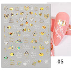 Gold Christmas Snowflake 3D Nail Stickers Sparkly Iridescent Silver Xmas Tree Elk Deer Transfer Sliders Winter Nails Accessories Design Decor Tip Transfer Nail Decals Sticker For Pretty Girl Self-Adhesive Nail Decals Designer Nail Stickers Stevvex