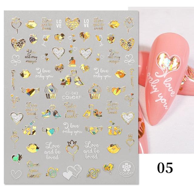 Gold Christmas Snowflake 3D Nail Stickers Sparkly Iridescent Silver Xmas Tree Elk Deer Transfer Sliders Winter Nails Accessories Design Decor Tip Transfer Nail Decals Sticker For Pretty Girl Self-Adhesive Nail Decals Designer Nail Stickers Stevvex
