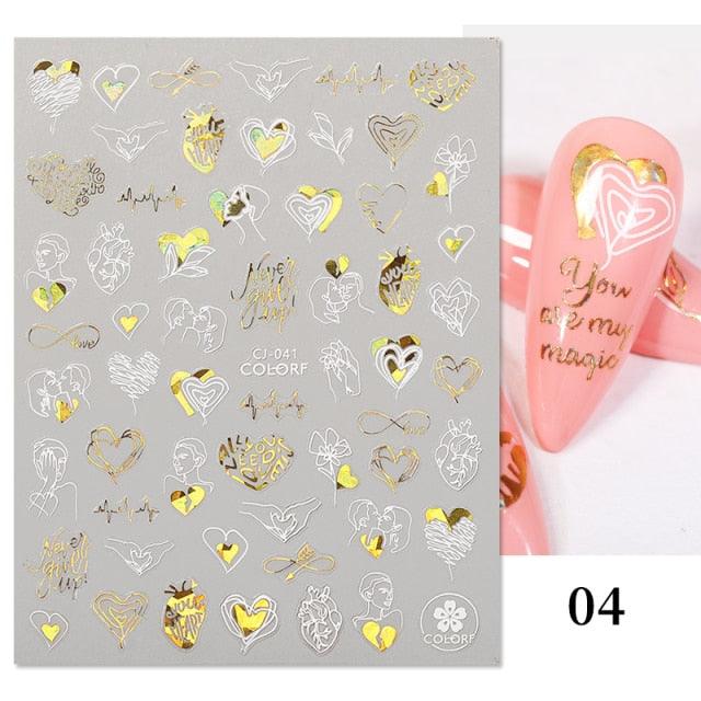 Gold Christmas Snowflake 3D Nail Stickers Sparkly Iridescent Silver Xmas Tree Elk Deer Transfer Sliders Winter Nails Accessories Design Decor Tip Transfer Nail Decals Sticker For Pretty Girl Self-Adhesive Nail Decals Designer Nail Stickers Stevvex