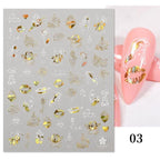 Gold Christmas Snowflake 3D Nail Stickers Sparkly Iridescent Silver Xmas Tree Elk Deer Transfer Sliders Winter Nails Accessories Design Decor Tip Transfer Nail Decals Sticker For Pretty Girl Self-Adhesive Nail Decals Designer Nail Stickers Stevvex