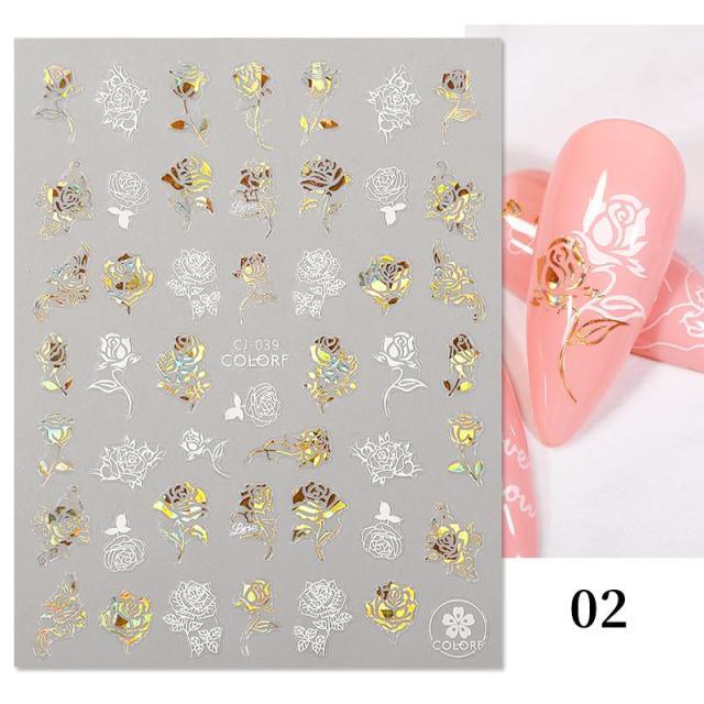 Gold Christmas Snowflake 3D Nail Stickers Sparkly Iridescent Silver Xmas Tree Elk Deer Transfer Sliders Winter Nails Accessories Design Decor Tip Transfer Nail Decals Sticker For Pretty Girl Self-Adhesive Nail Decals Designer Nail Stickers Stevvex