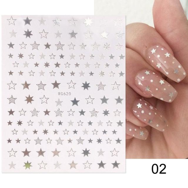 Gold Christmas Snowflake 3D Nail Stickers Sparkly Iridescent Silver Xmas Tree Elk Deer Transfer Sliders Winter Nails Accessories Design Decor Tip Transfer Nail Decals Sticker For Pretty Girl Self-Adhesive Nail Decals Designer Nail Stickers Stevvex