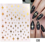 Gold Christmas Snowflake 3D Nail Stickers Sparkly Iridescent Silver Xmas Tree Elk Deer Transfer Sliders Winter Nails Accessories Design Decor Tip Transfer Nail Decals Sticker For Pretty Girl Self-Adhesive Nail Decals Designer Nail Stickers Stevvex
